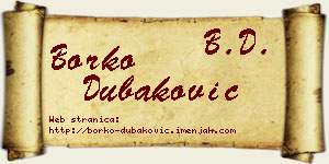 Borko Dubaković vizit kartica